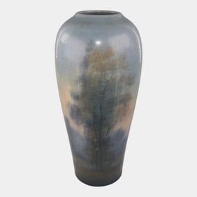 Rookwood 1918 Vintage Art Pottery Blue Scenic Vase 2033E Diers