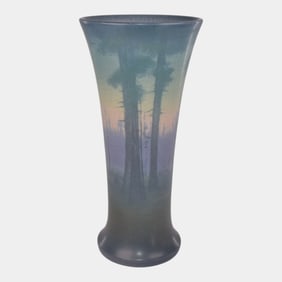 Rookwood 1920 Vintage Pottery Scenic Landscape Vellum Vase 1357D Coyne