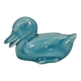 Rookwood 1941 Vintage Pottery Blue Duck Paperweight Figurine 6064
