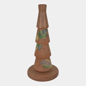 Roseville Futura Tan 1928 Vintage Art Deco Pottery Christmas Tree Vase 390-10