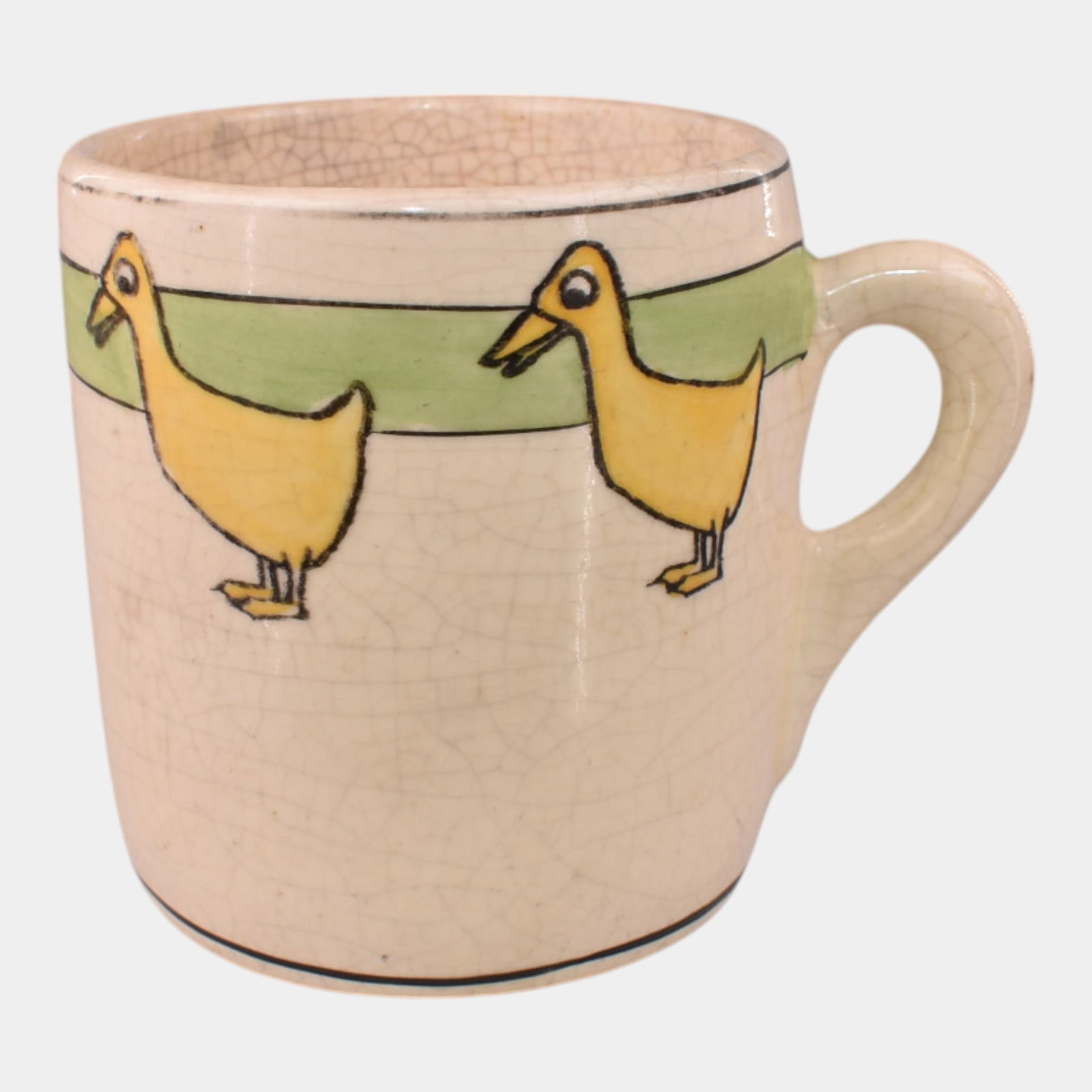 Roseville Juvenile Creamware 1910 Art Pottery Duck Mug: We offer in house shipping on all items. Plus spend $2000 on winning bids and your shipping is free. Roseville Juvenile Creamware 1910 Art Pottery Duck Mug Rarely seen juvenile duck mugExcellent condi