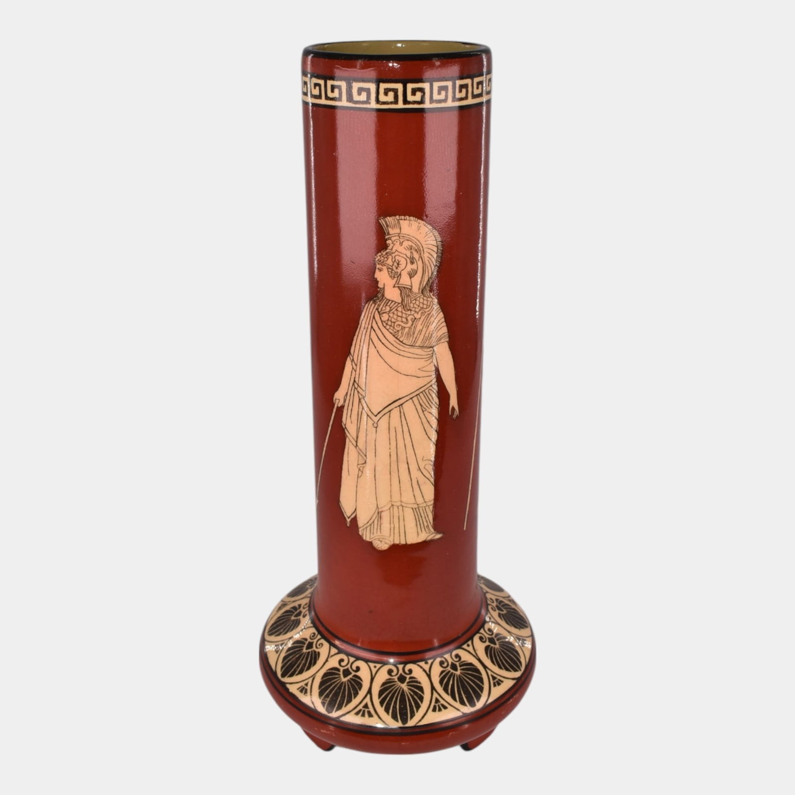 Roseville Olympic Red 1906 Minerva, Hector and Mercury Vase R33-11.5 (1 of 6)