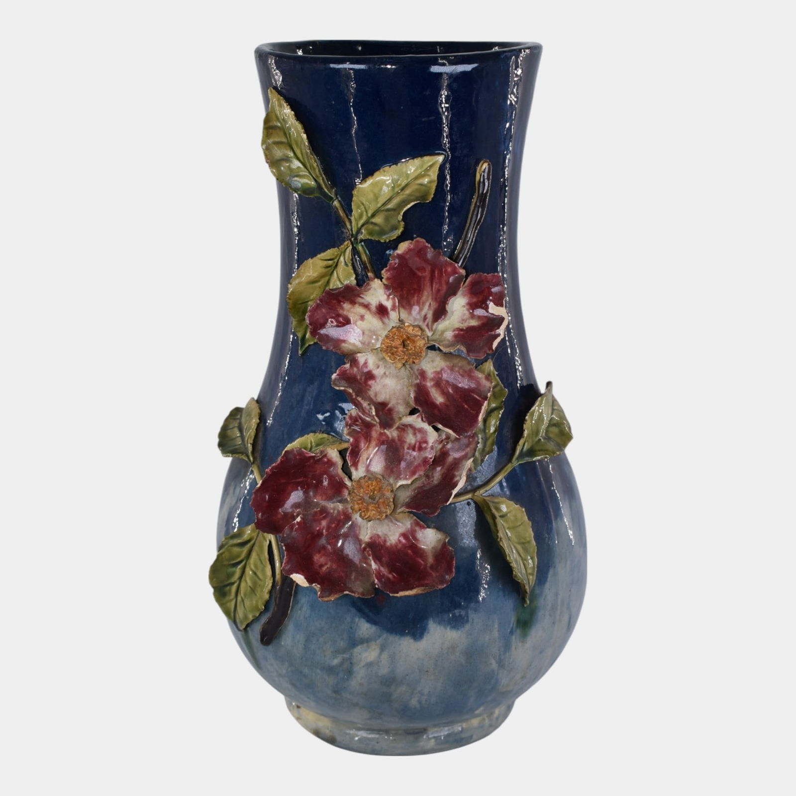 T. J. Wheatley Cincinnati Faience Vintage Art Pottery Blue Floral Vase 29 (1 of 7)