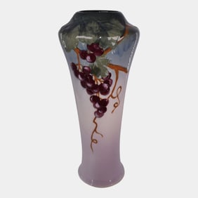 Weller Etna 1906 Vintage Art Pottery Grapes Tall Vase
