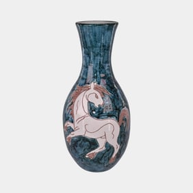 Norway Mid Century Modern Horses Ceramic Vase
