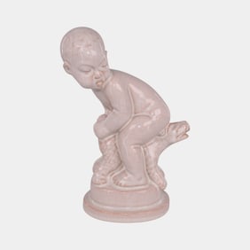Danish Pottery Naughty Boy With Dog Kai Nielson For Kahler