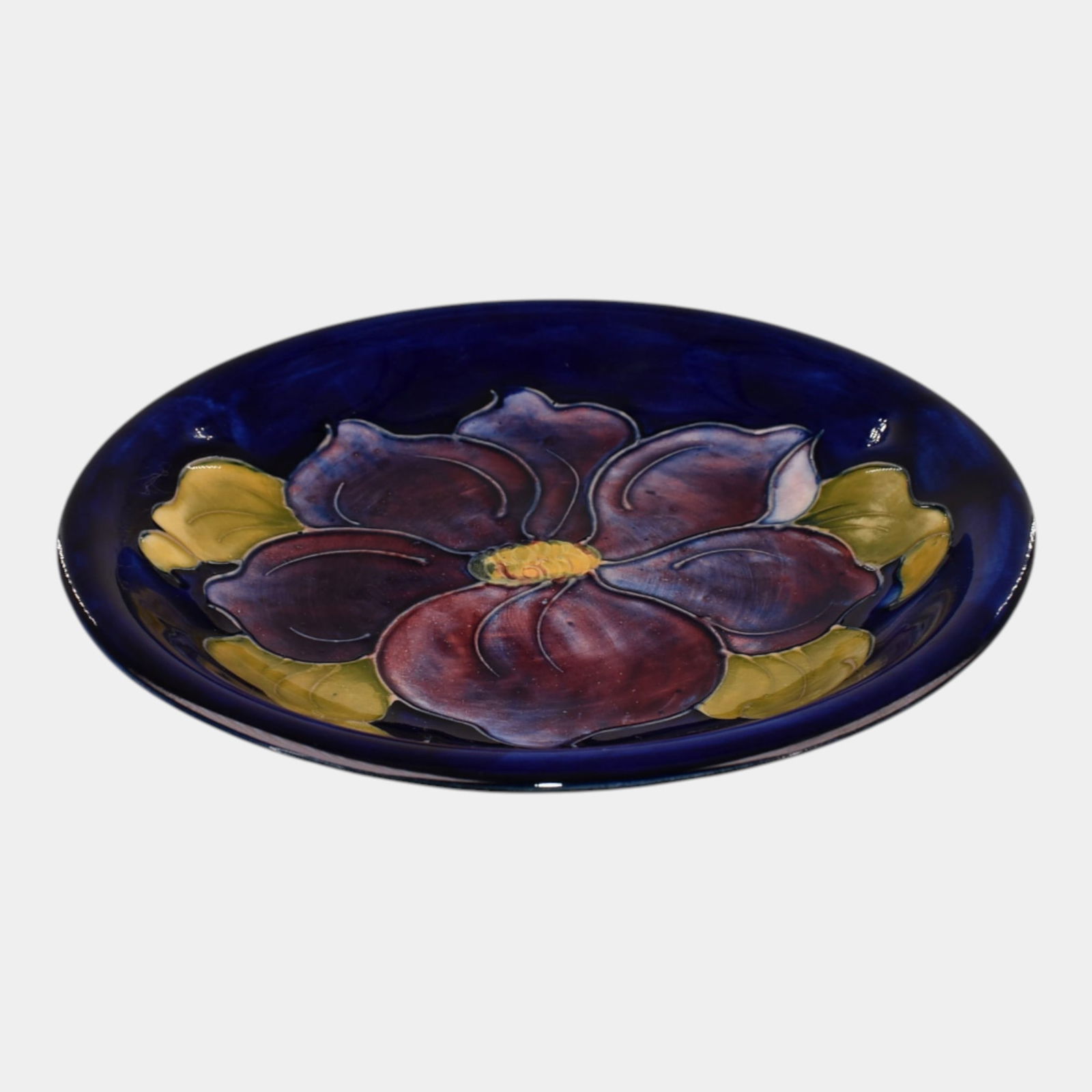 Moorcroft Art Pottery England Cobalt Blue Clematis Flower Plate (1 of 6)