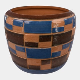 North Dakota School of Mines UND Mid Century Modern Pottery Geometric Vase