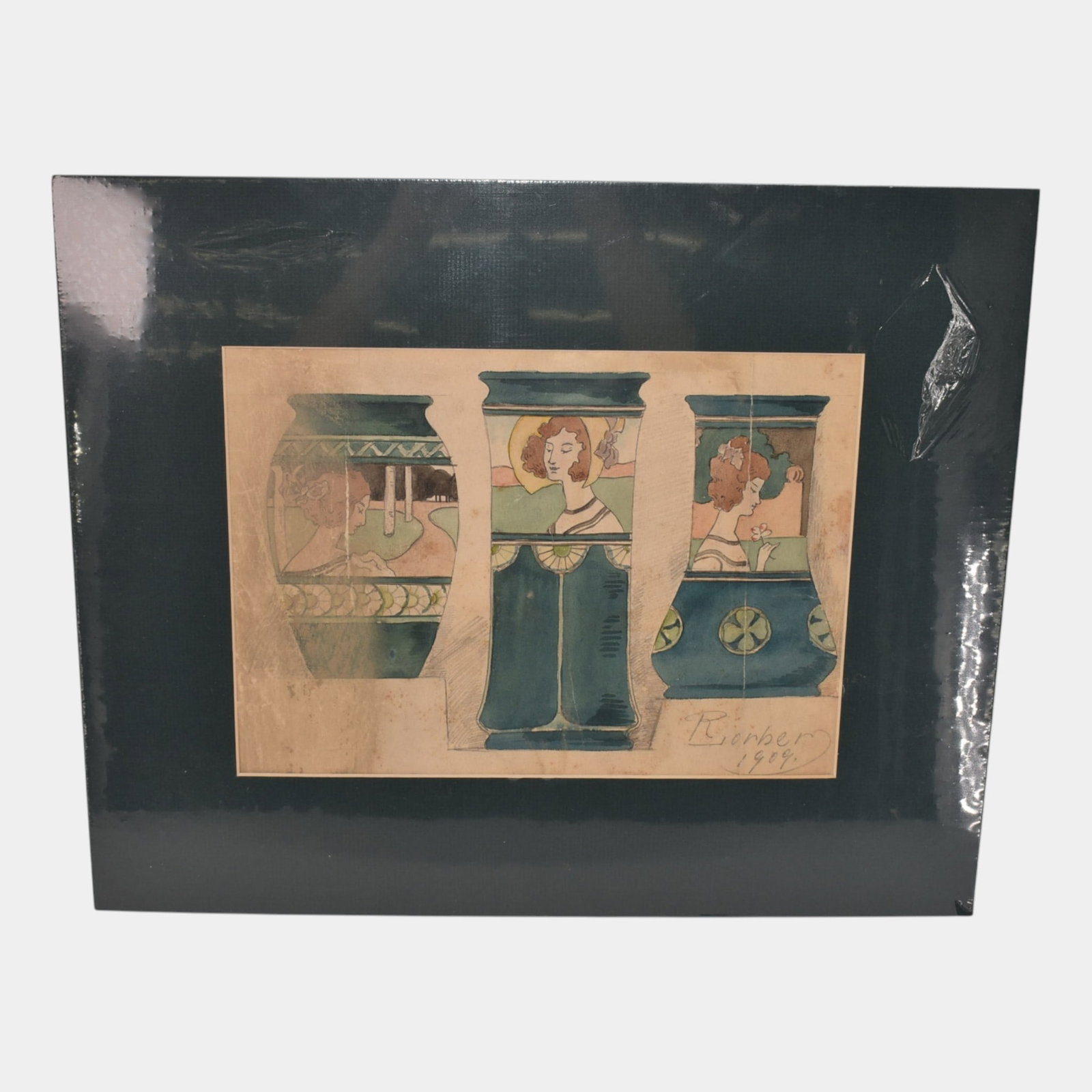 Rudolph Lorber (1873-1952) For Weller Pottery 1909 Watercolor Design Concepts: We offer in house shipping on all items. Plus spend $2000 on winning bids and your shipping is free. Rudolph Lorber (1873-1952) For Weller Pottery 1909 Watercolor Design Concepts Delicately stylized a