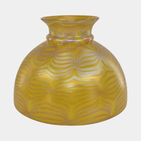 Loetz Austria PG 85/3780 Art Nouveau Iridescent Yellow Art Glass 10" Domed Shade