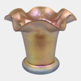 Steuben 1905 Vintage Art Iridescent Yellow Glass Vase