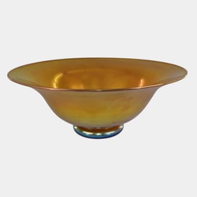 Steuben Aurene Vintage Art Glass Gold Flared Rim Bowl