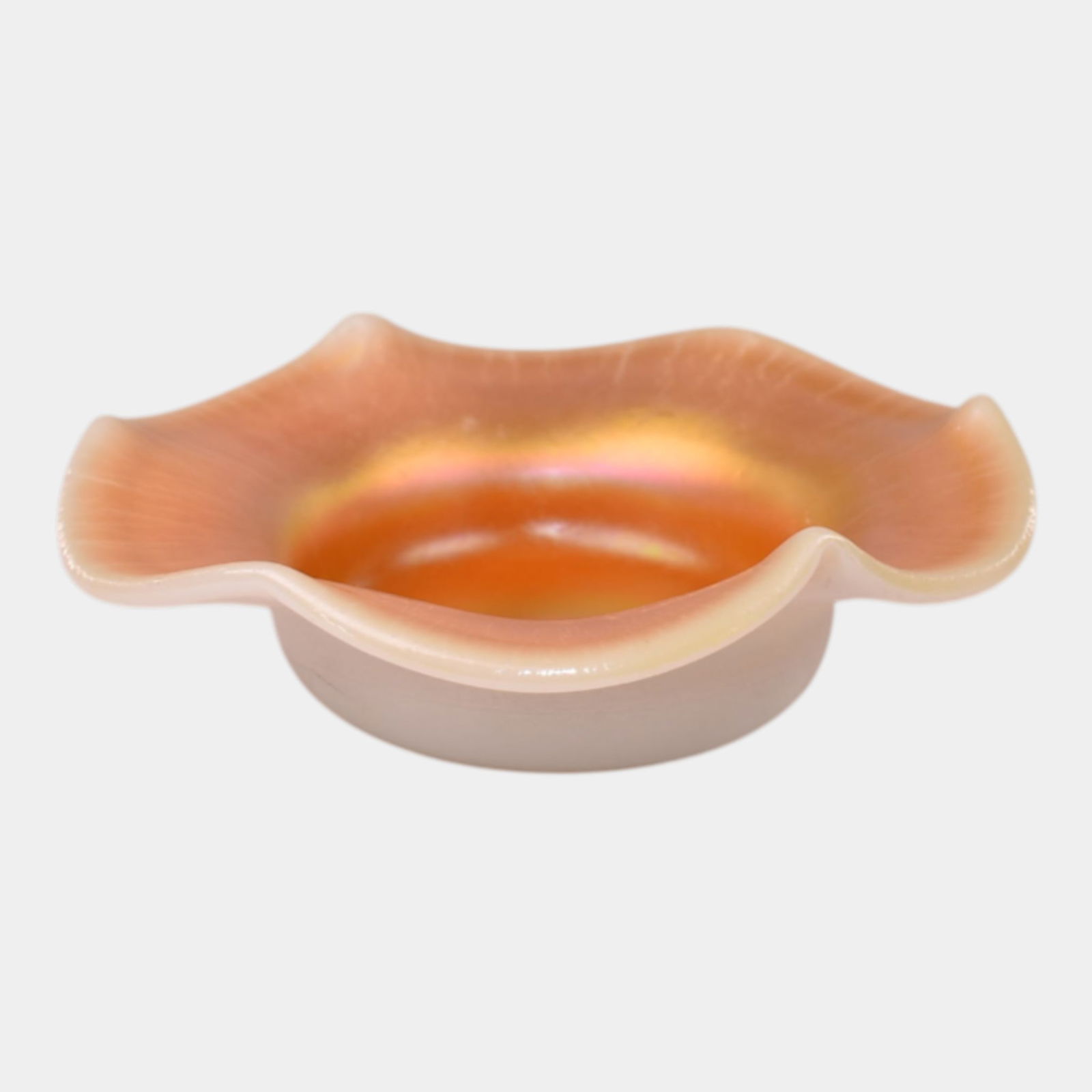 Steuben Gold Calcite Vintage Iridescent Art Glass Open Salt: We offer in house shipping on all items. Plus spend $2000 on winning bids and your shipping is free. Steuben Gold Calcite Vintage Iridescent Art Glass Open Salt This charming Steuben Calcite salt bowl