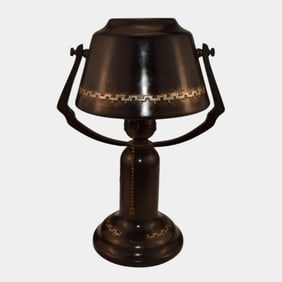 Heintz Silver Over Bronze Vintage Swivel Shade Boudoir Lamp