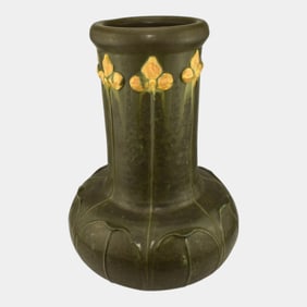Ephraim Faience One of Kind Pottery Green Massive Lamp Base Vase