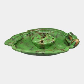 Weller Coppertone Vintage Art Pottery Large Frog Bowl Flower Frog
