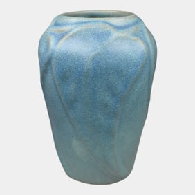 Van Briggle Late 1910s Vintage Arts And Crafts Pottery Blue Ceramic Flower Vase