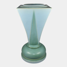 Roseville Futura 1928 Art Deco Pottery Blue Green Shooting Star Vase 392-10