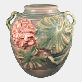 Roseville Experimental Geranium Flowers Vintage Art Pottery Ceramic Vase