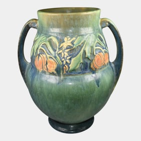 Roseville Baneda Green 1932 Vintage Arts And Crafts Pottery Ceramic Vase 596-9
