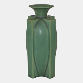 Teco Vintage Arts And Crafts Pottery Matte Green Ceramic Buttress Vase