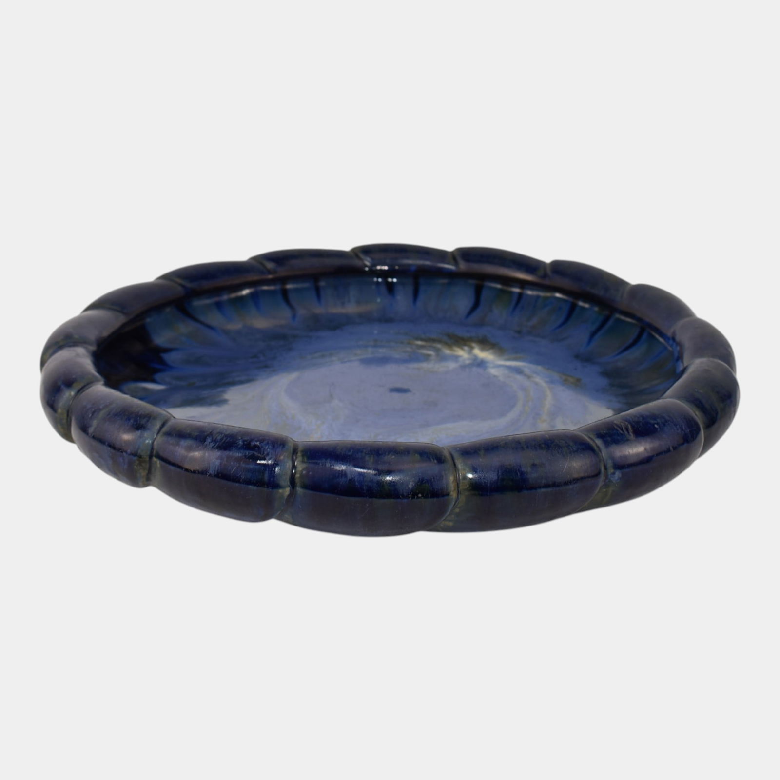 Fulper Arts And Crafts Pottery Blue Glaze Large Ceramic Lobed Bowl (1 of 6)