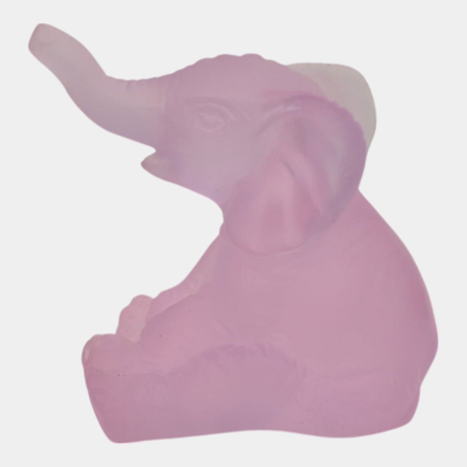 Daum Nancy France Pate De Verre Art Glass Pink Elephant Trunk Up Figurine (1 of 7)