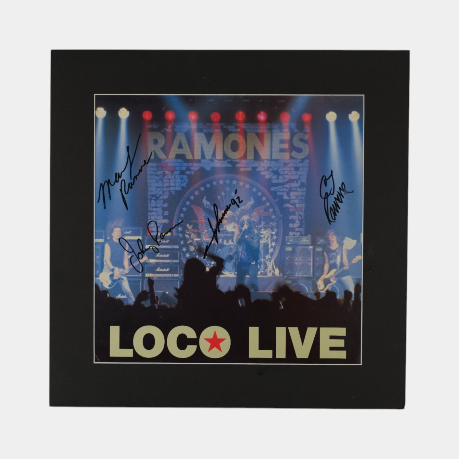 The Ramones Loco Live Vinyl Album Band Signed Sleeve In Matted Frame: We offer in house shipping on all items. Plus spend $2000 on winning bids and your shipping is free. The Ramones Loco Live Vinyl Album Band Signed Sleeve In Matted Frame Energetic and rare, this Loco 