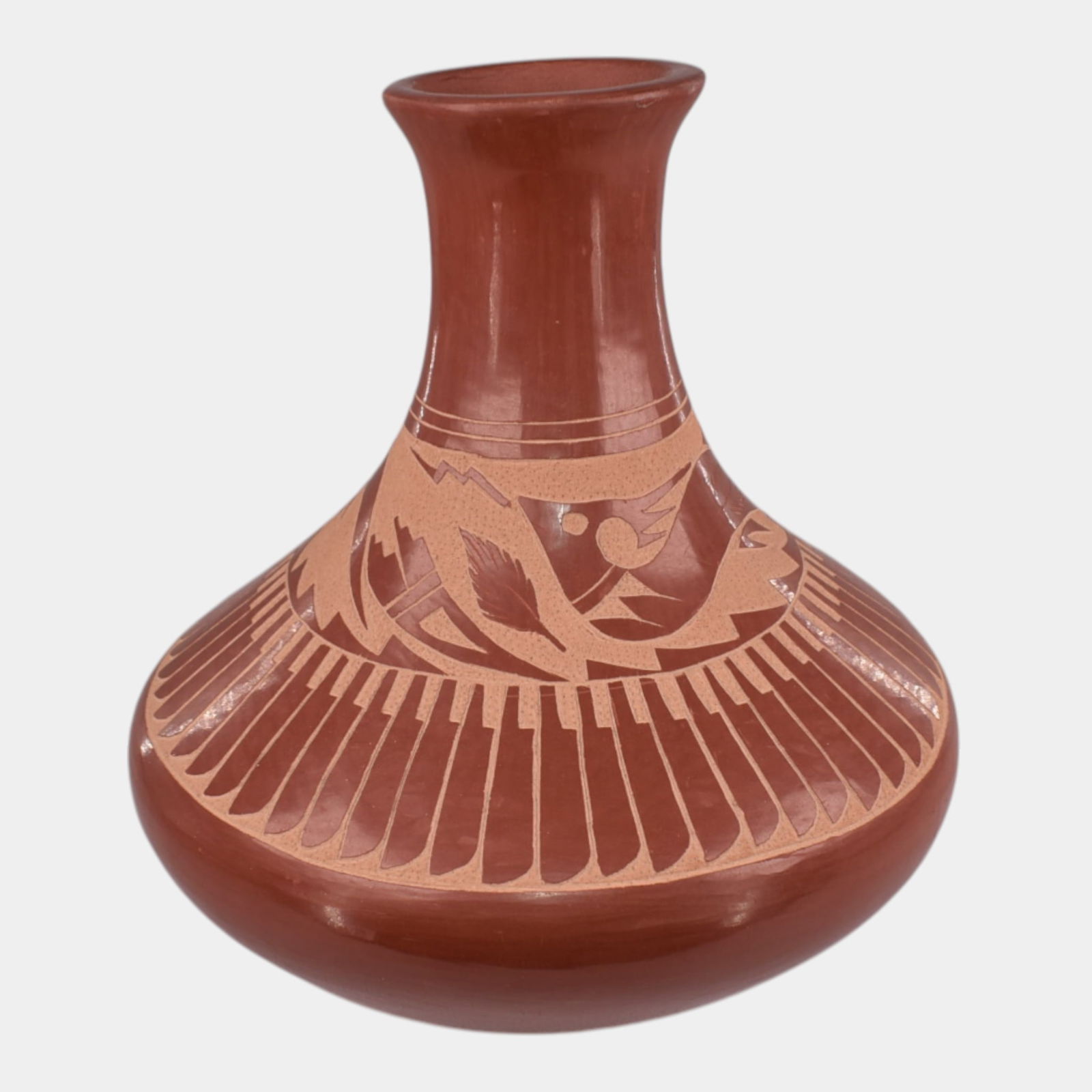 Brenda Tafoya Jemez New Mexico Vintage Art Pottery Sgraffito Vase (1 of 6)