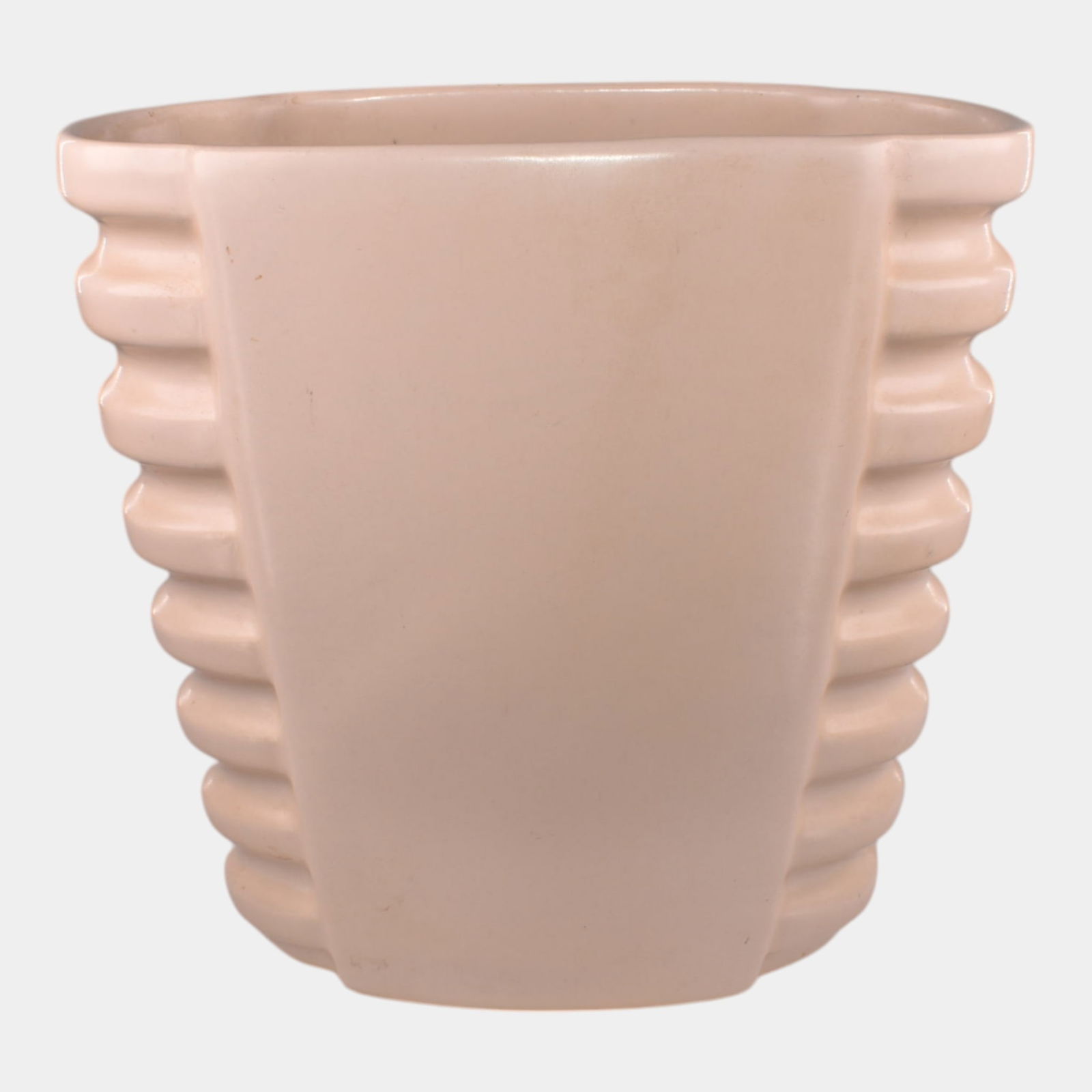 Catalina Island Vintage 1930s Art Deco Pottery Ivory Ribbed Vase (1 of 6)