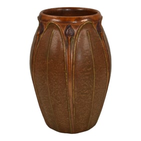 Ephraim Faience 2014 Hand Made Pottery Brown Symmetry Ceramic Vase D13