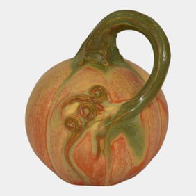 Ephraim Faience 2017 Hand Made Pottery Orange Pumpkin Paperweight Figurine