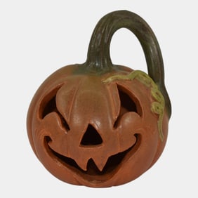 Ephraim Faience 2017 Pottery Orange Jack-O-Lantern Halloween Pumpkin Figurine