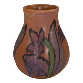 Ephraim Faience Pottery Experimental Floral Vellum Ceramic Vase
