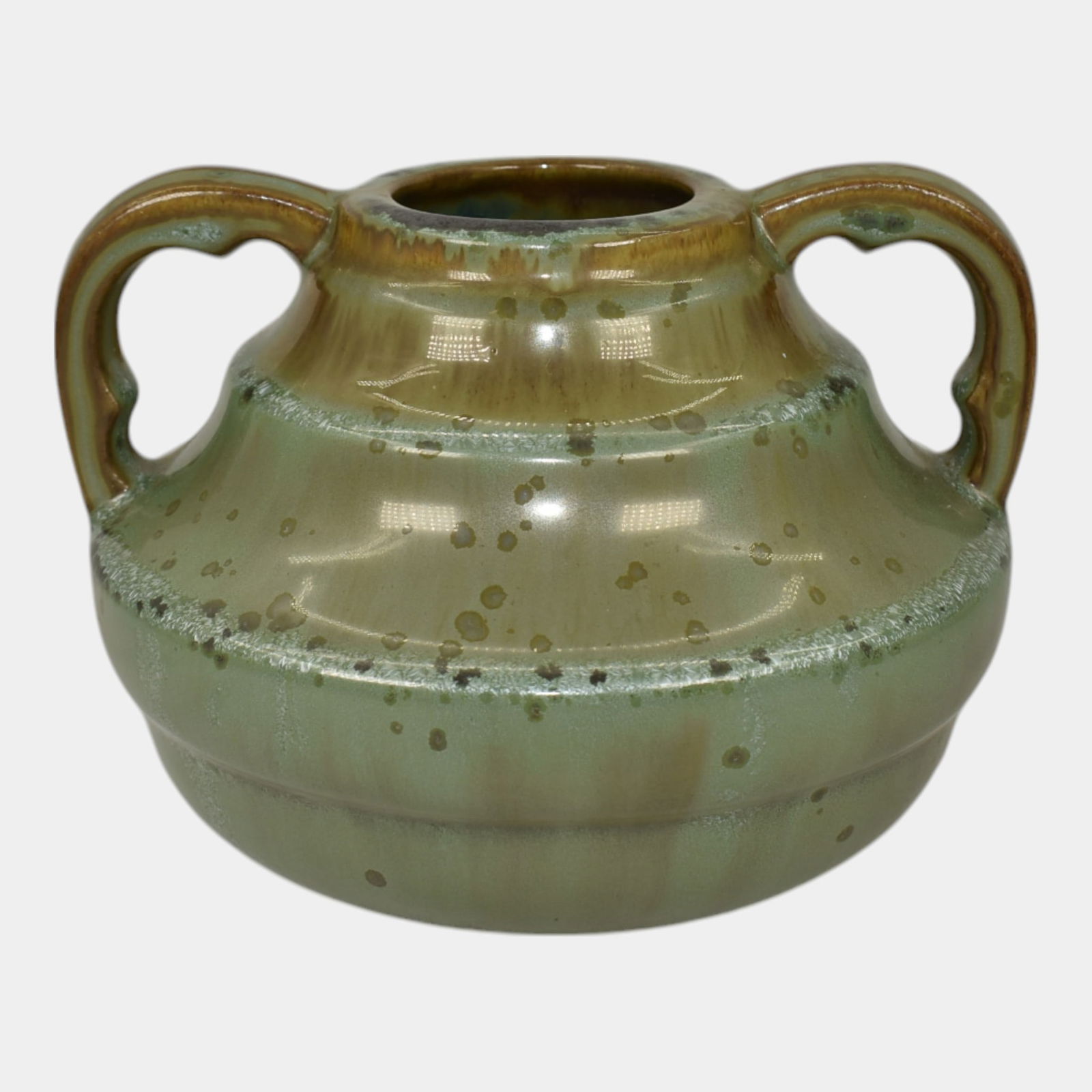 Fulper Arts And Crafts Pottery Crystalline Green Handled Vase (1 of 6)