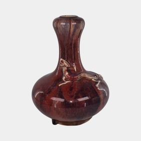 Jean Langlade 1879-1928 French Attrib. Flambe Oxblood Red Dragon Vase