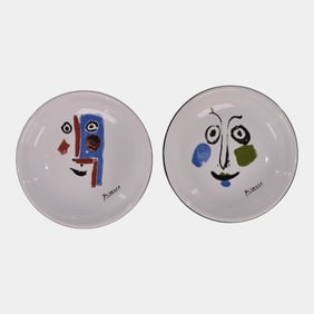 Licensed Picasso's Living Face 1963 Vintage Pottery Ceramic Bowls