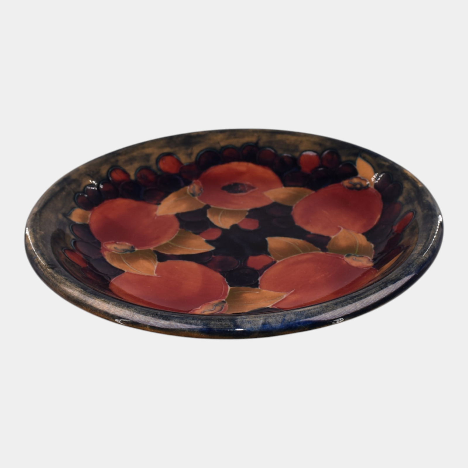 Moorcroft Art Pottery England 1920s Cobalt Blue Pomegranate Plate (1 of 6)