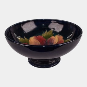 Moorcroft Art Pottery England 1953-78 Cobalt Blue Hibiscus Bowl