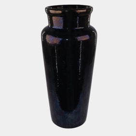 Peters And Reed Shadow Ware Art Pottery Black Iridescent Art Deco Ceramic Vase