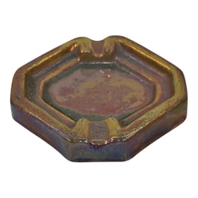 Pewabic 1920s Art Pottery Hand Made Purple And Blue Iridescent Art Deco Ash Tray