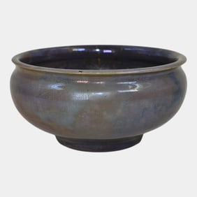 Pewabic 1920s Art Pottery Hand Made Purple Iridescent Ceramic Bowl