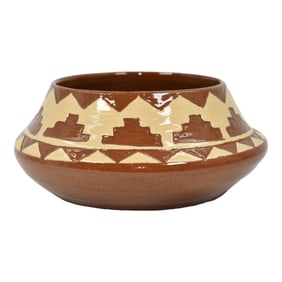Pine Ridge Sioux Dakota Pottery 1937 Hand Made Native American Brown Bowl Talbot