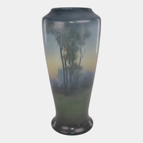 Rookwood 1929 Arts Pottery Scenic Blue Ceramic Vase 1356D Asbury
