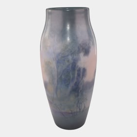 Rookwood 1940 Vintage Pottery Scenic Vellum Sunset Landscape Vase 30E Hurley