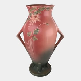 Roseville Columbine Pink 1941 Mid Century Modern Pottery Tall Vase 26-14