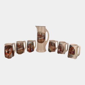 Roseville Creamware Vintage Art Pottery Roman Mugs Pitcher