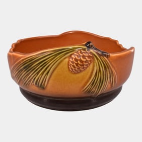 Roseville Pine Cone Brown 1940 Vintage Art Pottery Planter Bowl 426-6