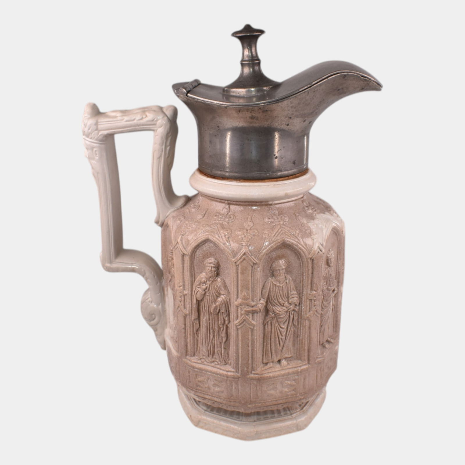 Staffordshire Charles Meigh 1848 Gray Parian Ware Pewter Apostles Pitcher (1 of 6)