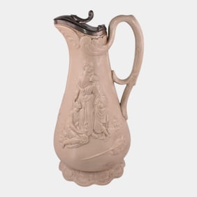 Samuel Alcock "Naomi & Her Daughters In Law" 1847 Gray Parian Ware Pitcher